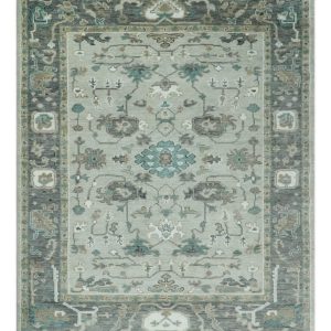 Gray and Ivory Traditional Oriental Oushak Hand Knotted wool Area Rug