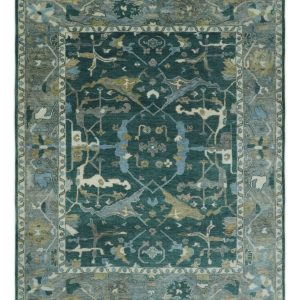 Hand Knotted Oriental Oushak Green and Gray Multi Size Wool Area Rug