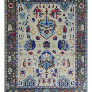 Custom Made Ivory and Gray  Hand knotted Traditional Oushak wool Area Rug