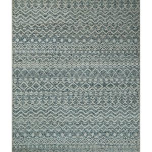 Hand Knotted Blue. Beige and Camel Modern Contemporary Southwestern Tribal Trellis Recycled Silk Area Rug