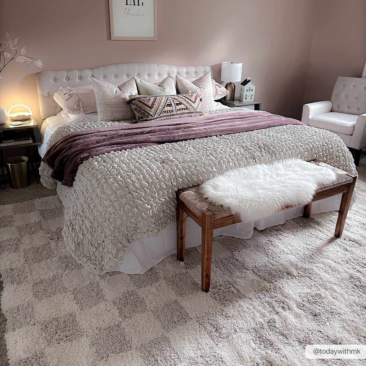 Atira Light Brown Checkered Area Rug - Image 4