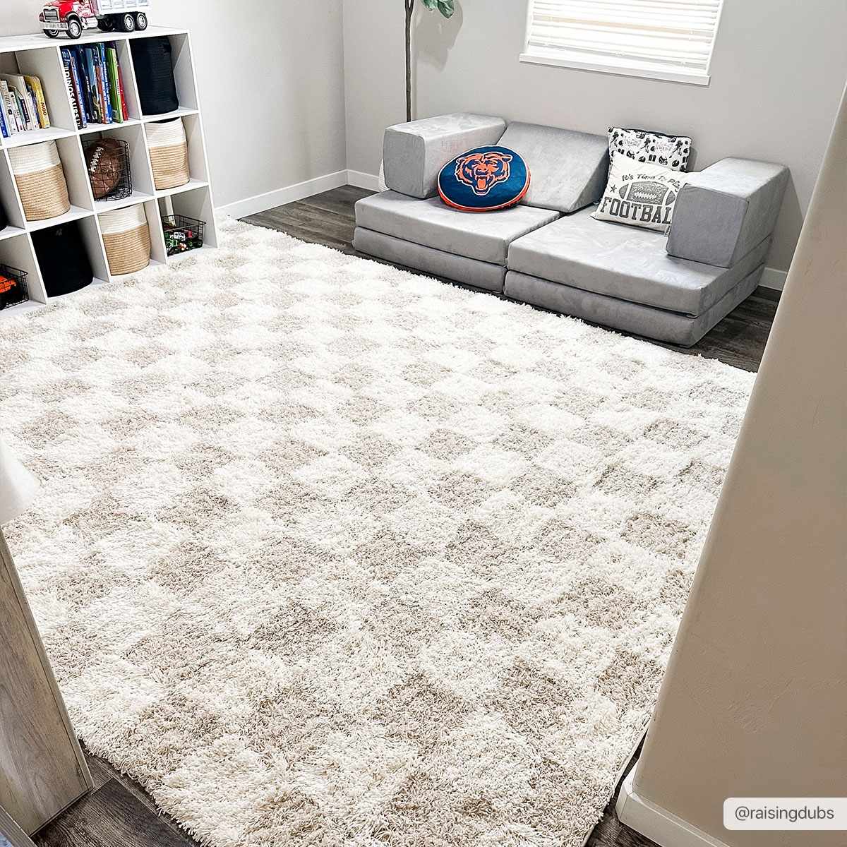 Atira Light Brown Checkered Area Rug - Image 3