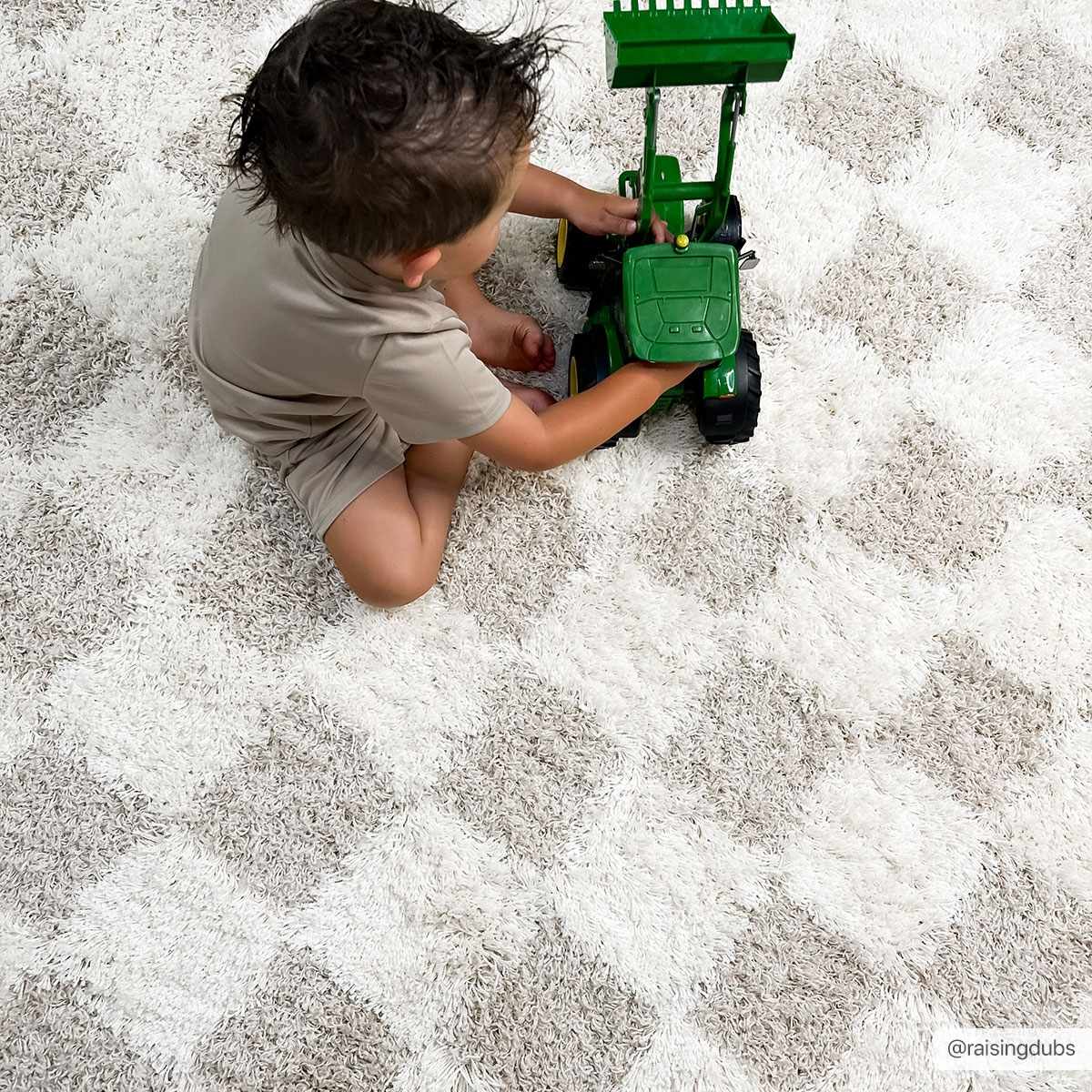 Atira Light Brown Checkered Area Rug - Image 9