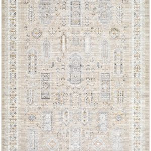 Fugia Beige Persian Machine Woven Polypropylene Washable Area Rug