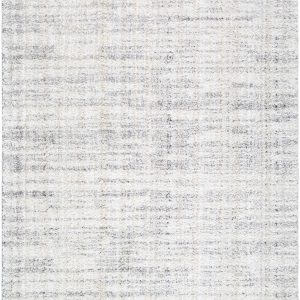 Yidia White Solid Machine Woven Polyester Area Rug