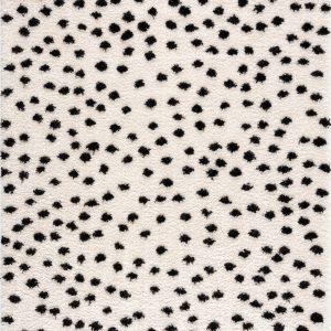 Cansu Black & White Dotted Area Rug