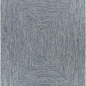 Blue Braided Faux Jute Outdoor Rug