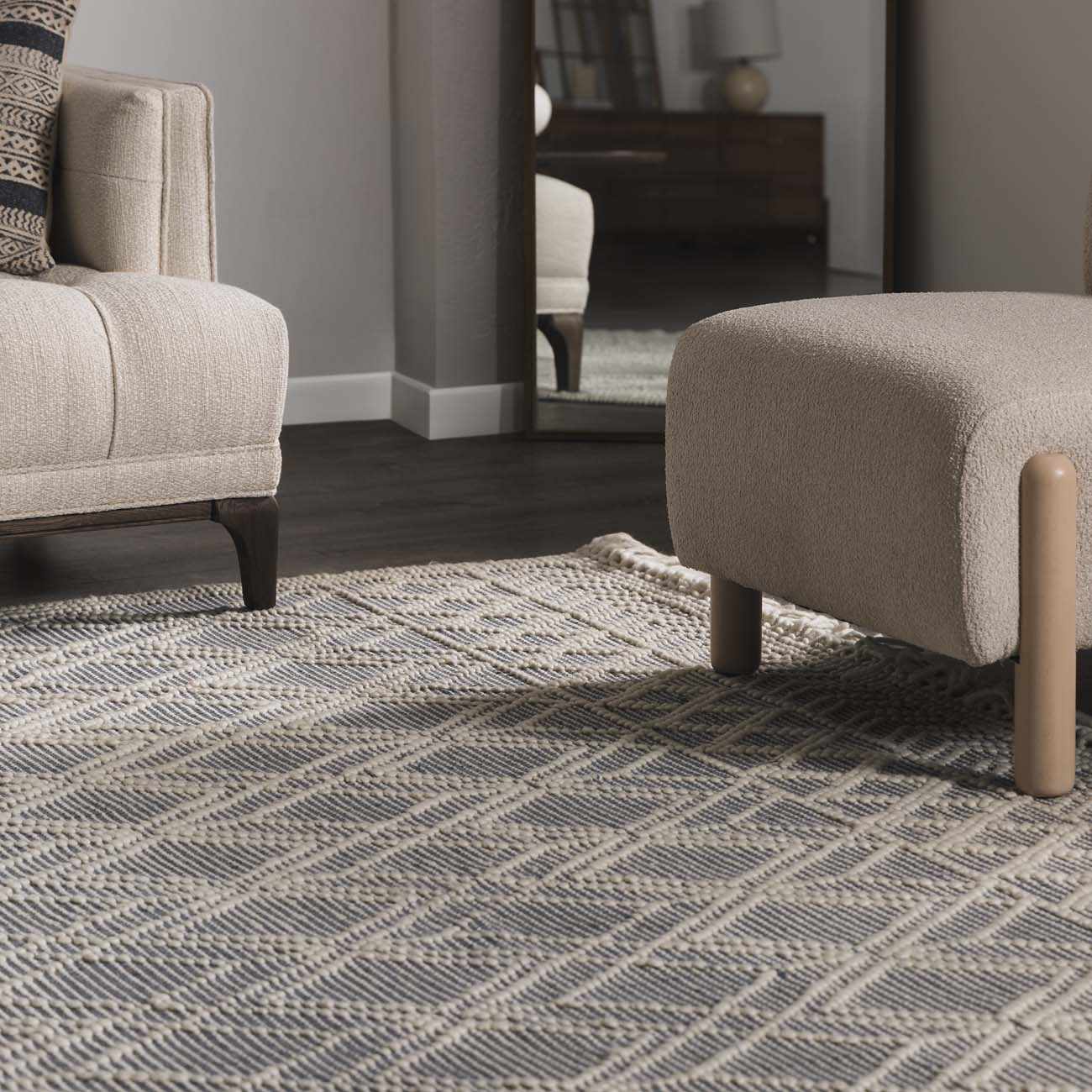 Ramsbury Denim Blue Wool Rug - Image 4