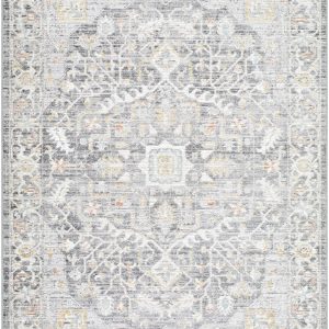 Xiye Silver Medallion Machine Woven Polypropylene Washable Area Rug