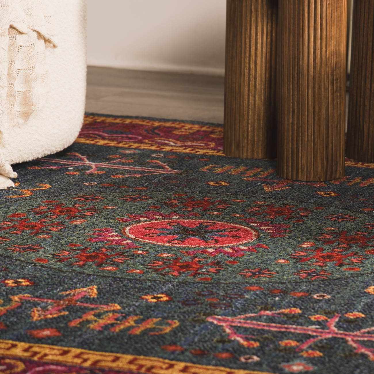 Cleveland Colorful Traditional Area Rug - Teal. Aqua. Navy - Image 4