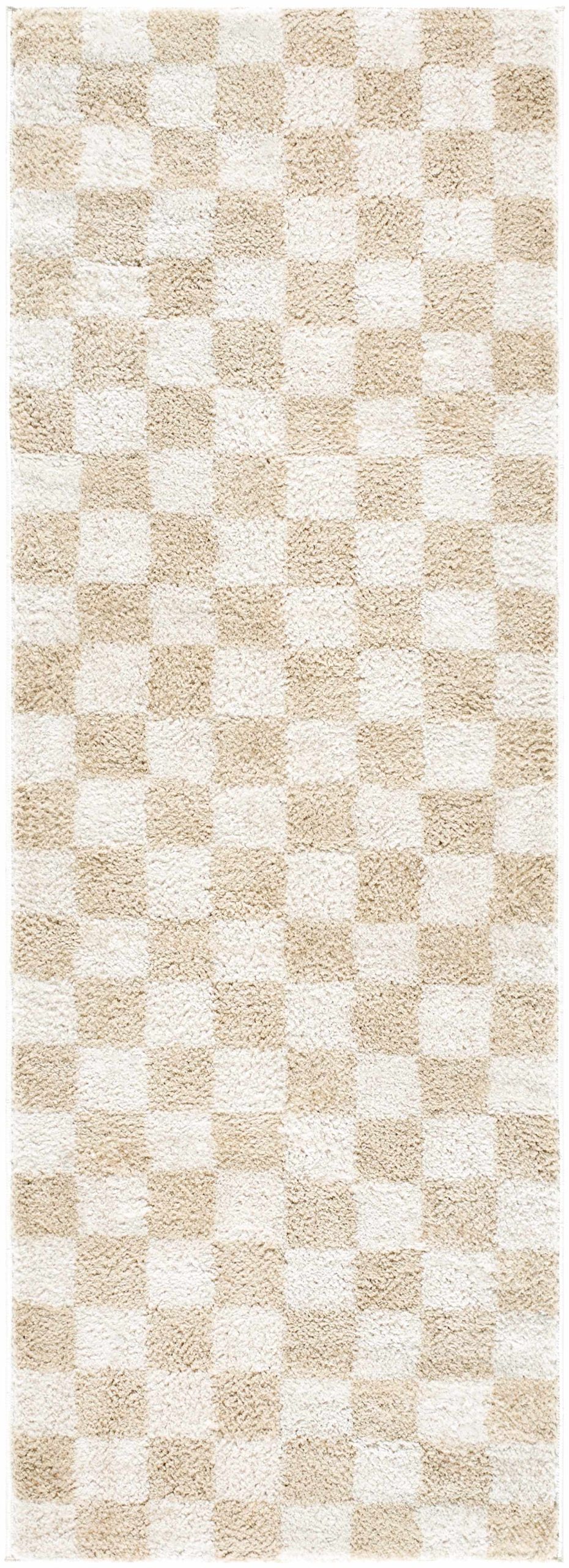 Canika Checkered Cream Washable Area Rug - Image 7