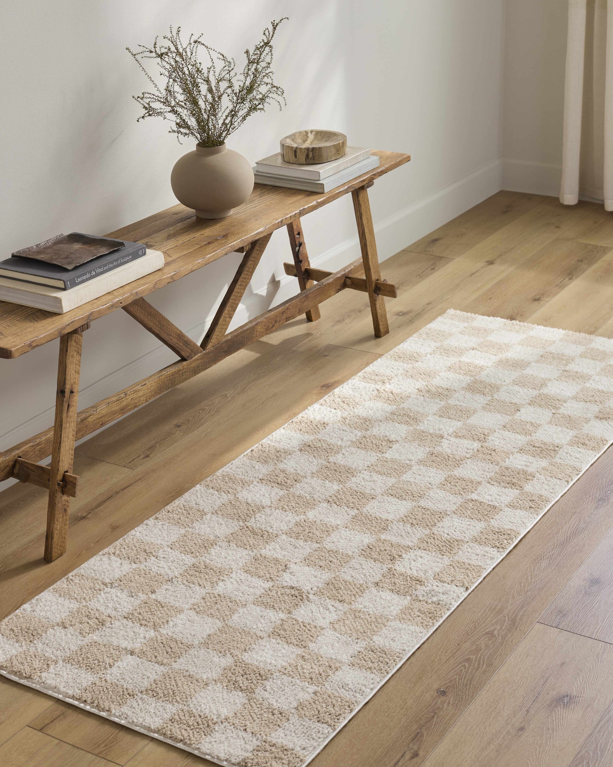 Canika Checkered Cream Washable Area Rug - Image 12