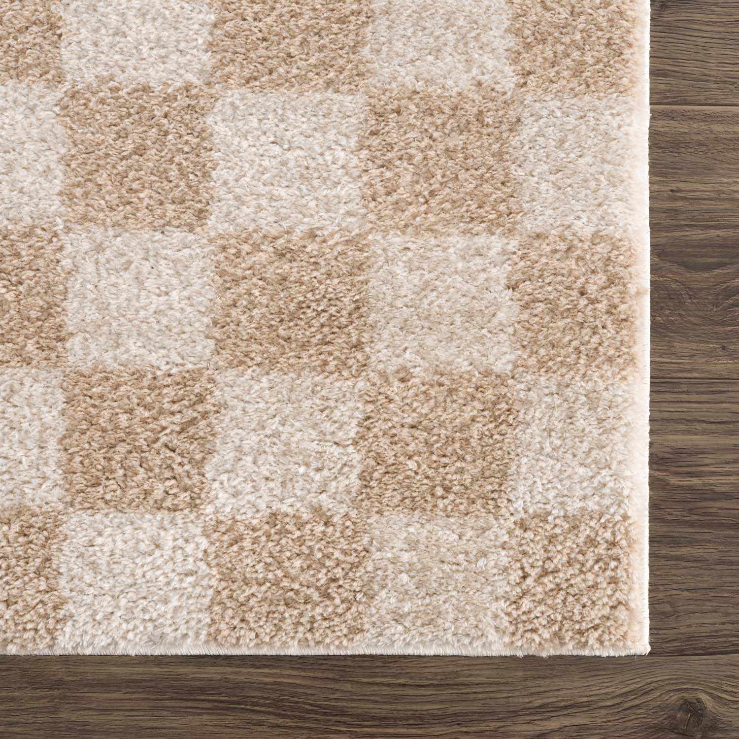 Canika Checkered Cream Washable Area Rug - Image 8