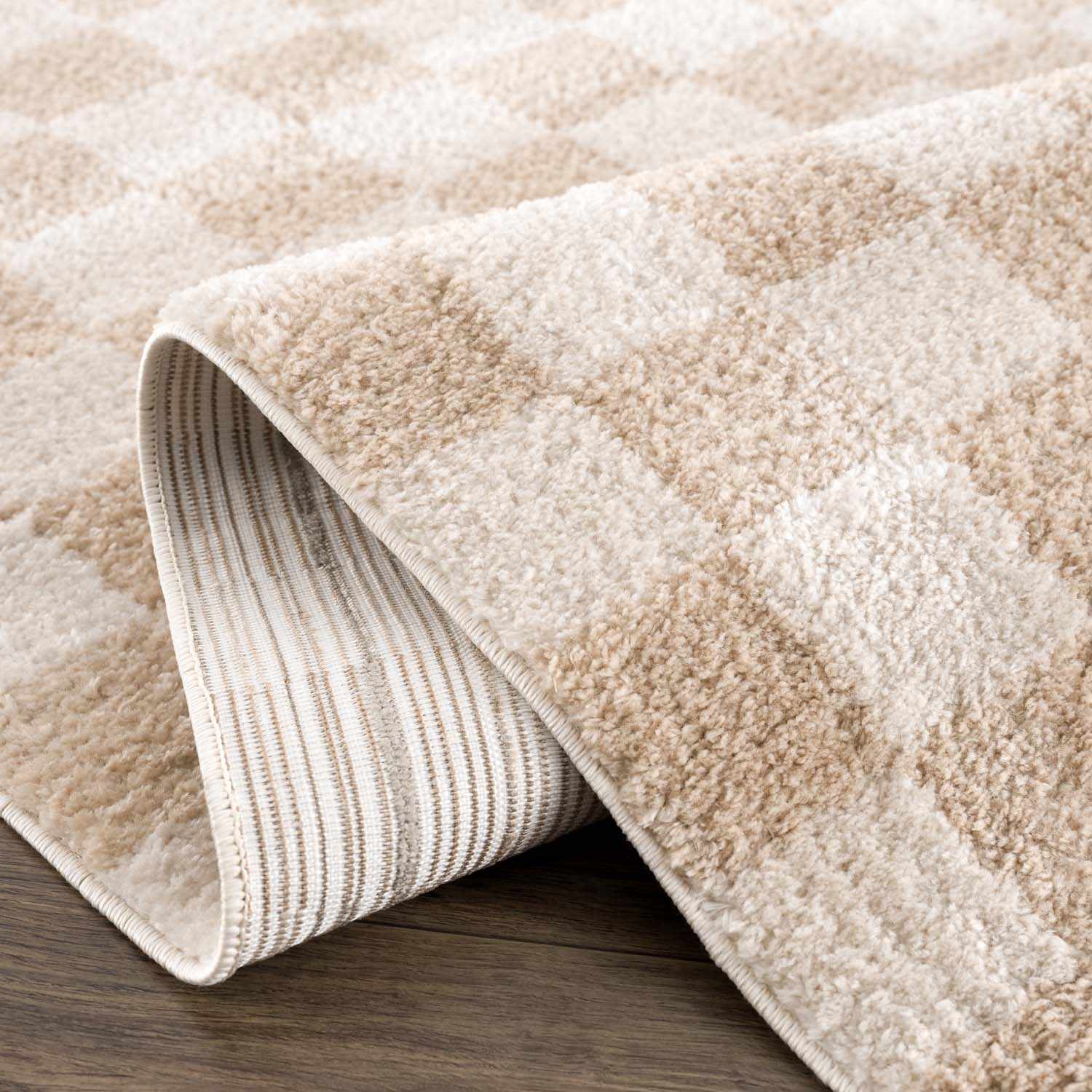 Canika Checkered Cream Washable Area Rug - Image 10