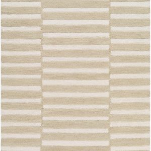 Idaho Broken-Striped Beige Area Rug