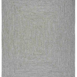 Cream Charcoal Braided Faux Jute Outdoor Rug