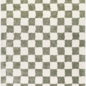 Gridline Olive & Ivory Checkered Area Rug