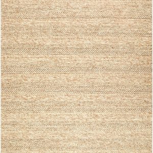 Ctadqe Beige Stripe Hand Woven Wool Area Rug