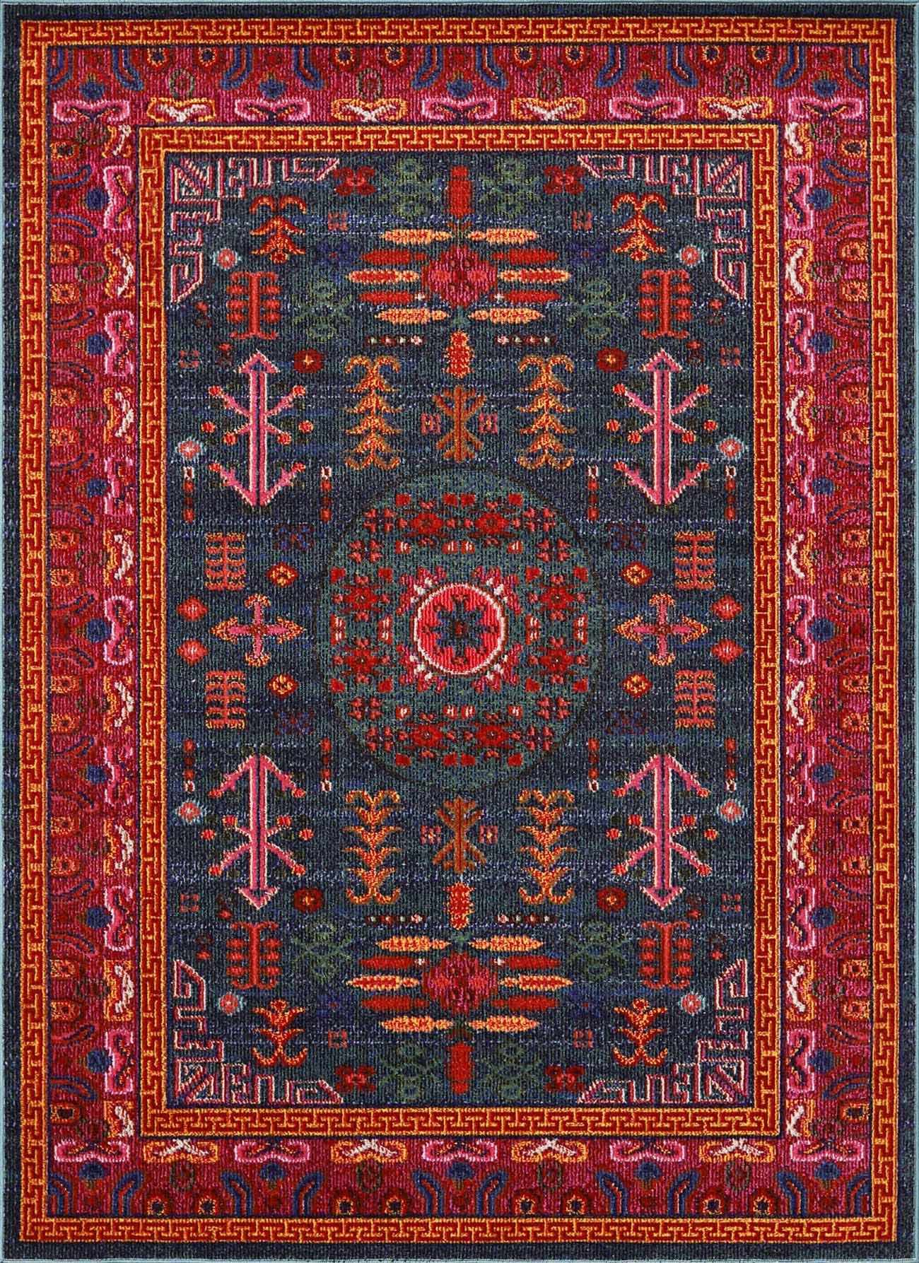 Cleveland Colorful Traditional Area Rug - Teal. Aqua. Navy