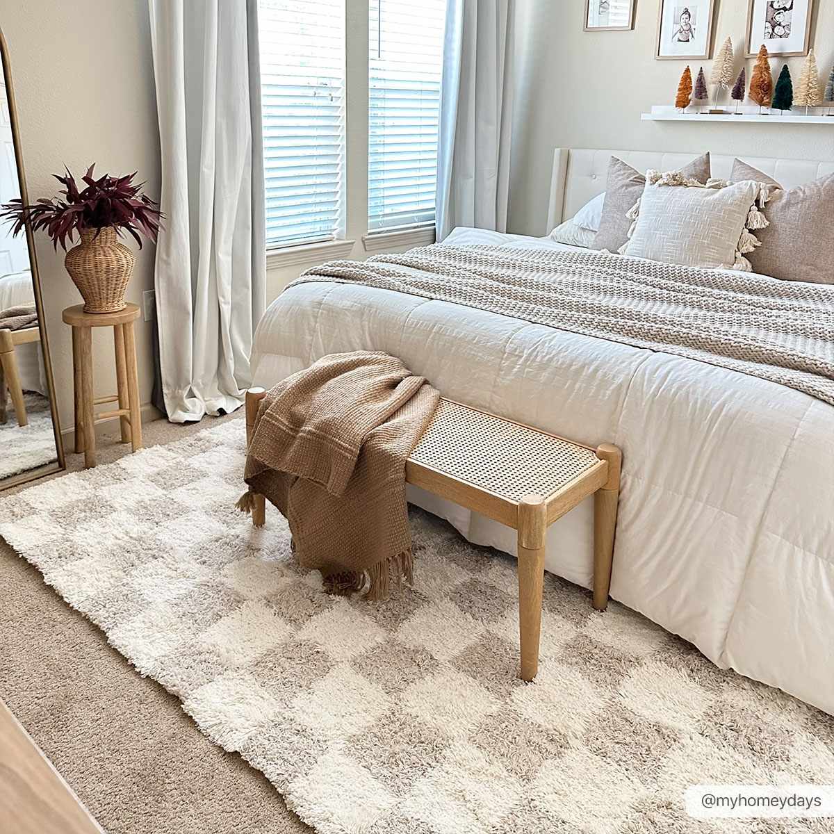 Atira Light Brown Checkered Area Rug - Image 5