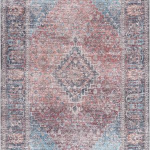 Blue Burgundy Holi-2302 Washable Area Rug