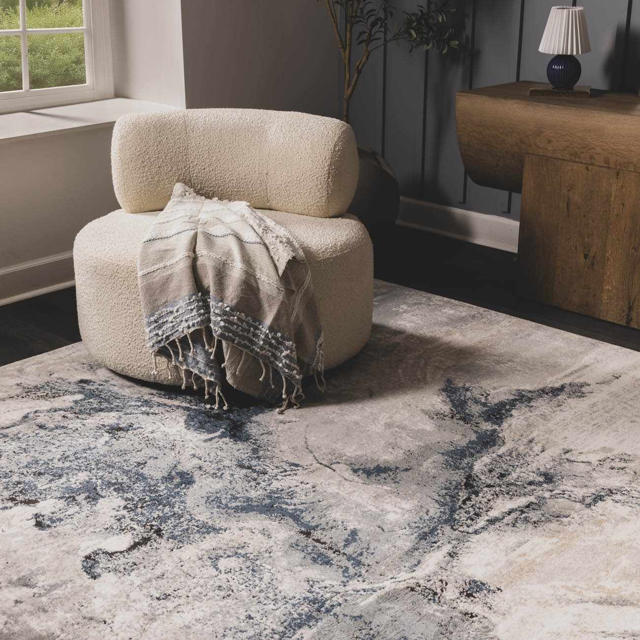 Kirkland Dark Blue Marble Rug - Image 5