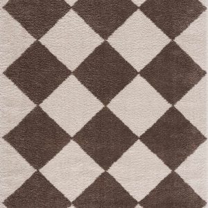 Arilla Brown Washable Diamond Area Rug