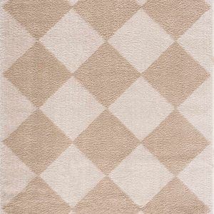 Arilla Beige Washable Diamond Area Rug