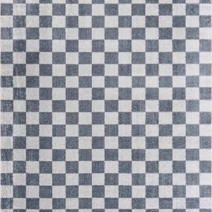 Alie Blue Gray Checkered Washable Rug