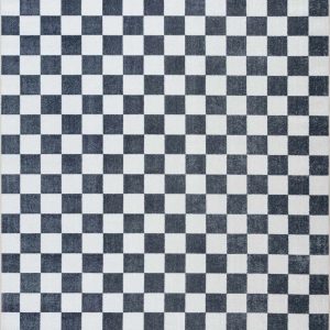 Imaran Antrasit Cream Checkered Washable Area Rug