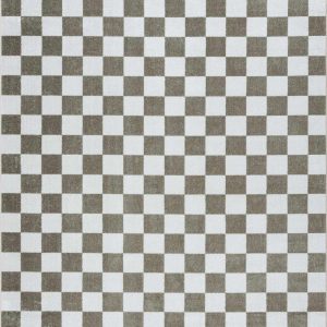 Imaran Cream Gold Checkered Washable Area Rug
