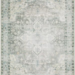Lotan Green Medallion Washable Area Rug