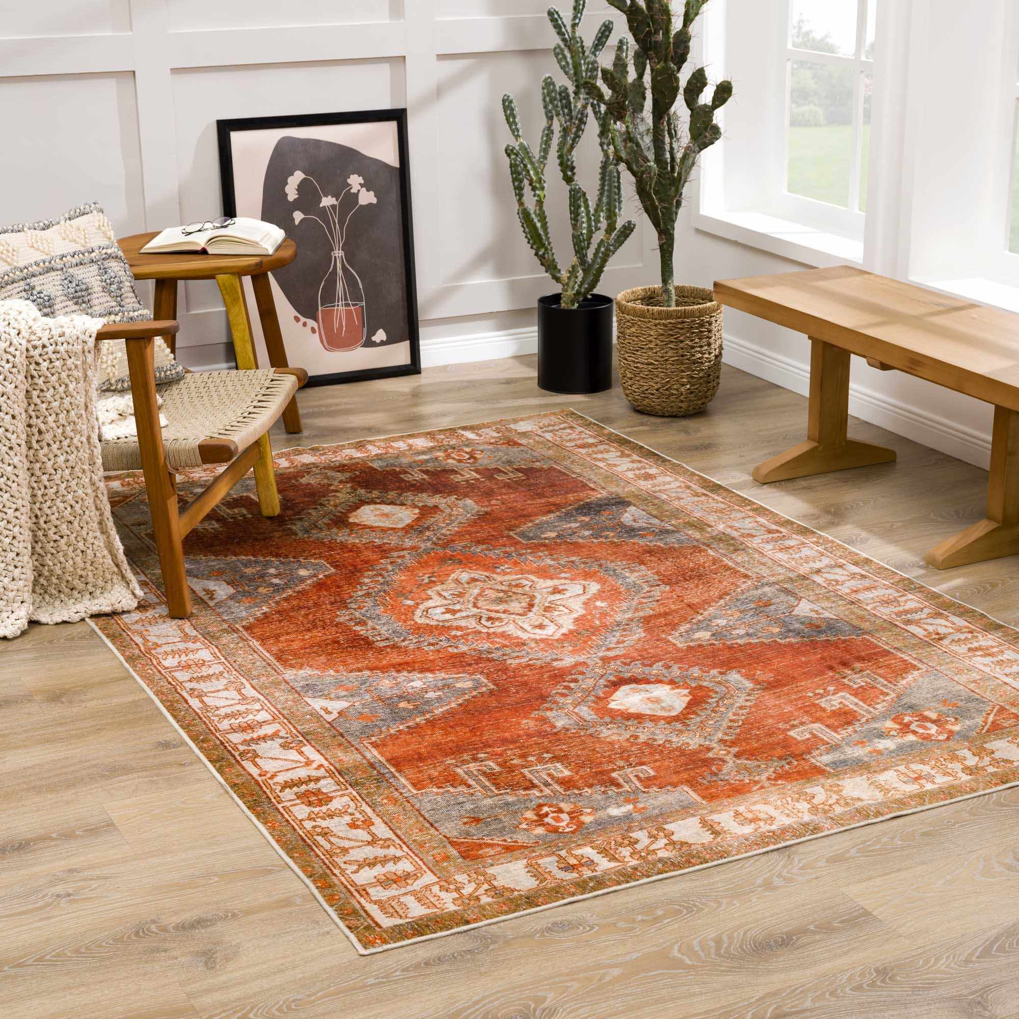 Kullar Orange Washable Area Rug - Image 4