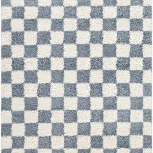 Gridline Gray & Ivory Checkered Area Rug