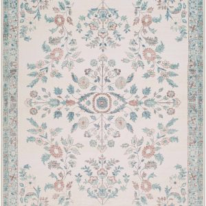 Meyly Pink & Green Washable Area Rug
