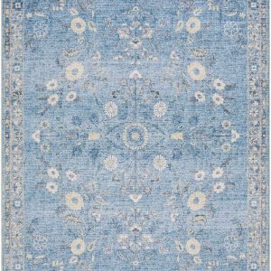 Meyly Blue Washable Area Rug