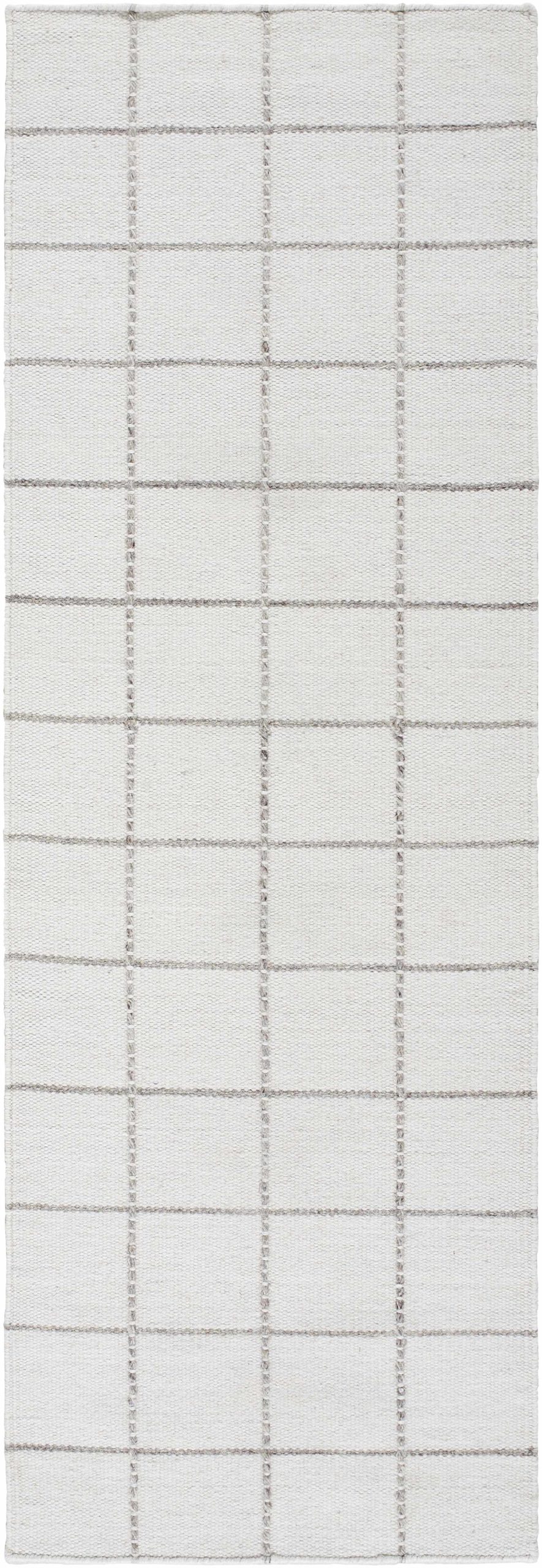Nissa White Gray Checkered Wool Rug - Image 8