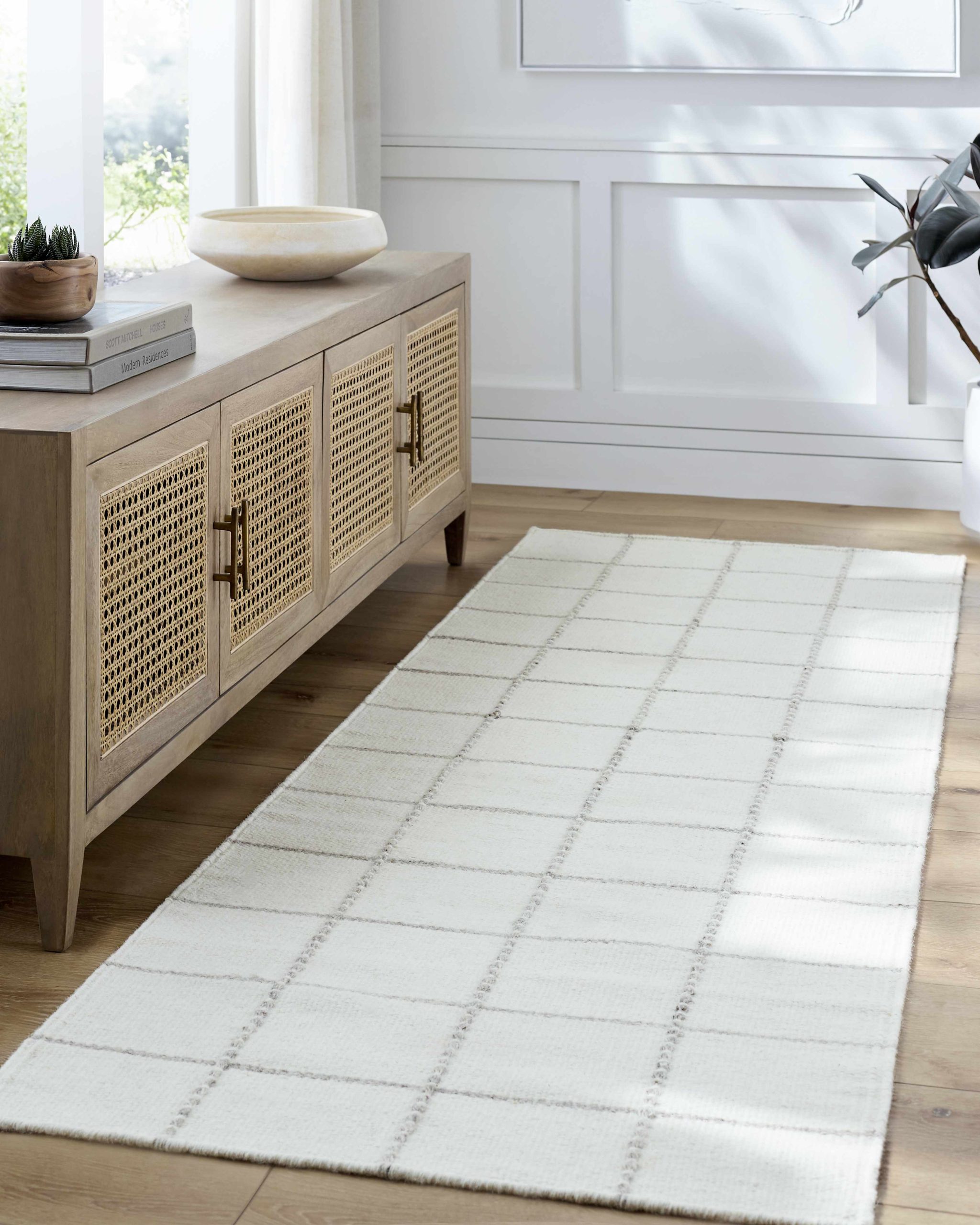Nissa White Gray Checkered Wool Rug - Image 9