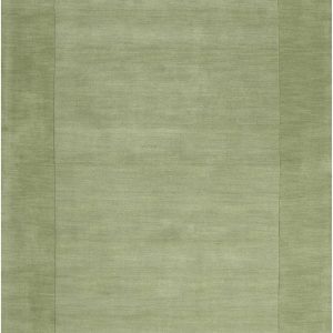 Bordered Solid Green Wool Rug