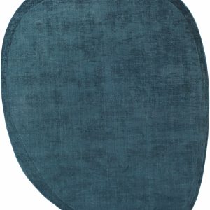 Anjang Modern Faux Silk Rug in Teal Blue