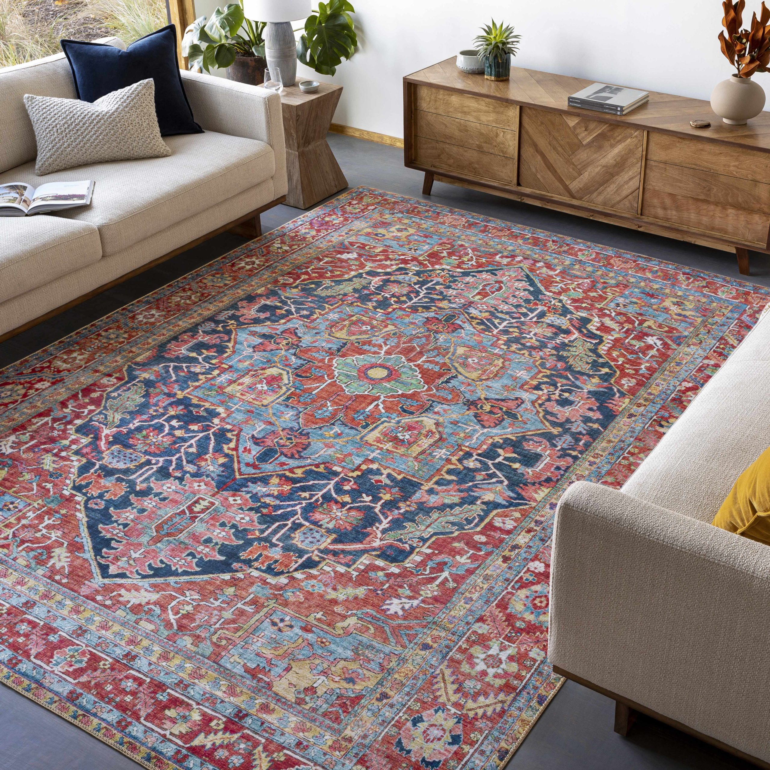 Pauline Red Medallion Performance Rug - Image 15