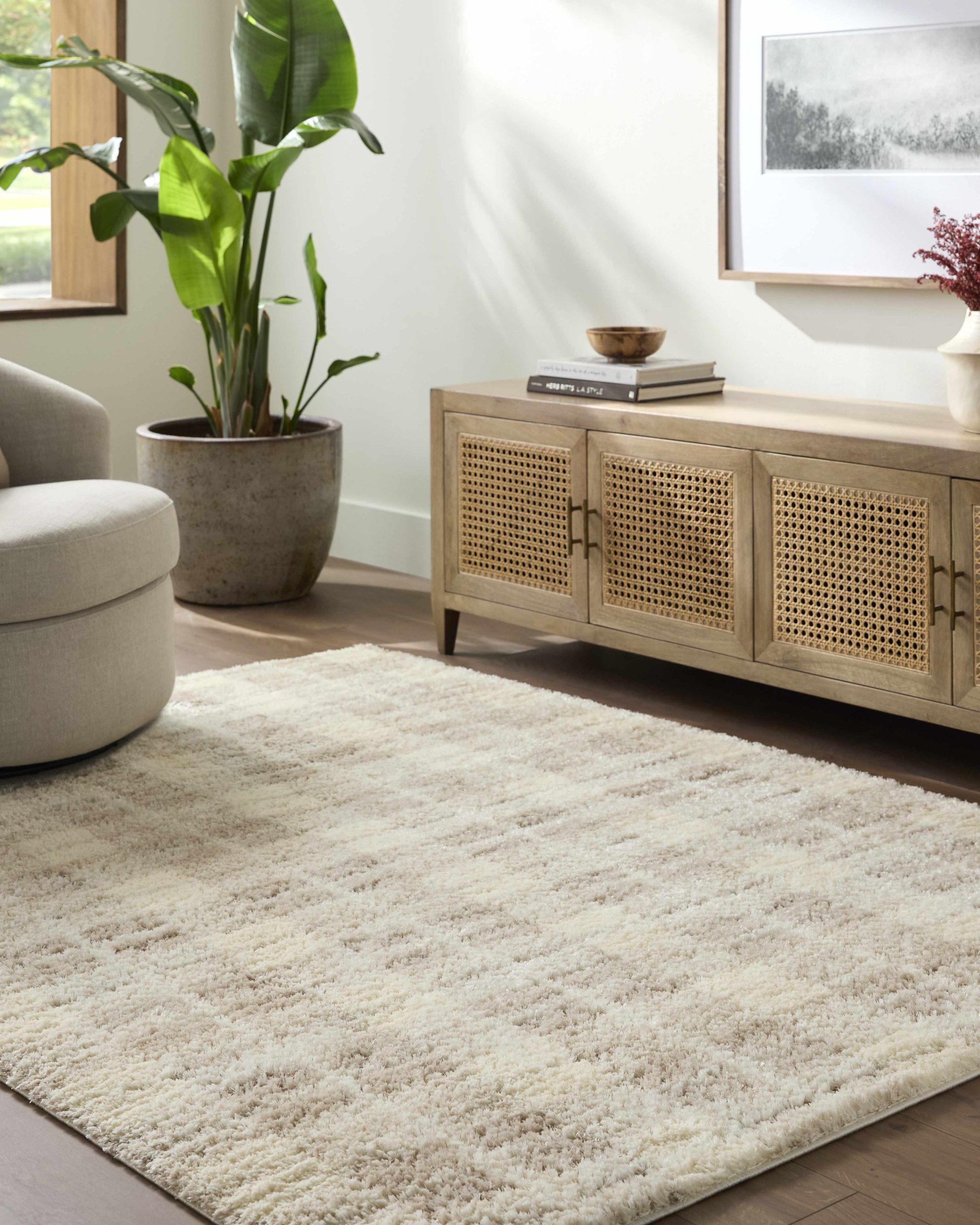 Anfisa Cream Luxe Shag Area Rug - Image 2