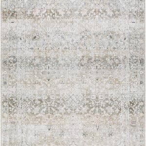 Our PNW Home Rainier Damask Light Brown Washable Rug