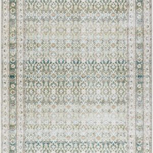 Our PNW Home Rainier Damask Green Washable Rug