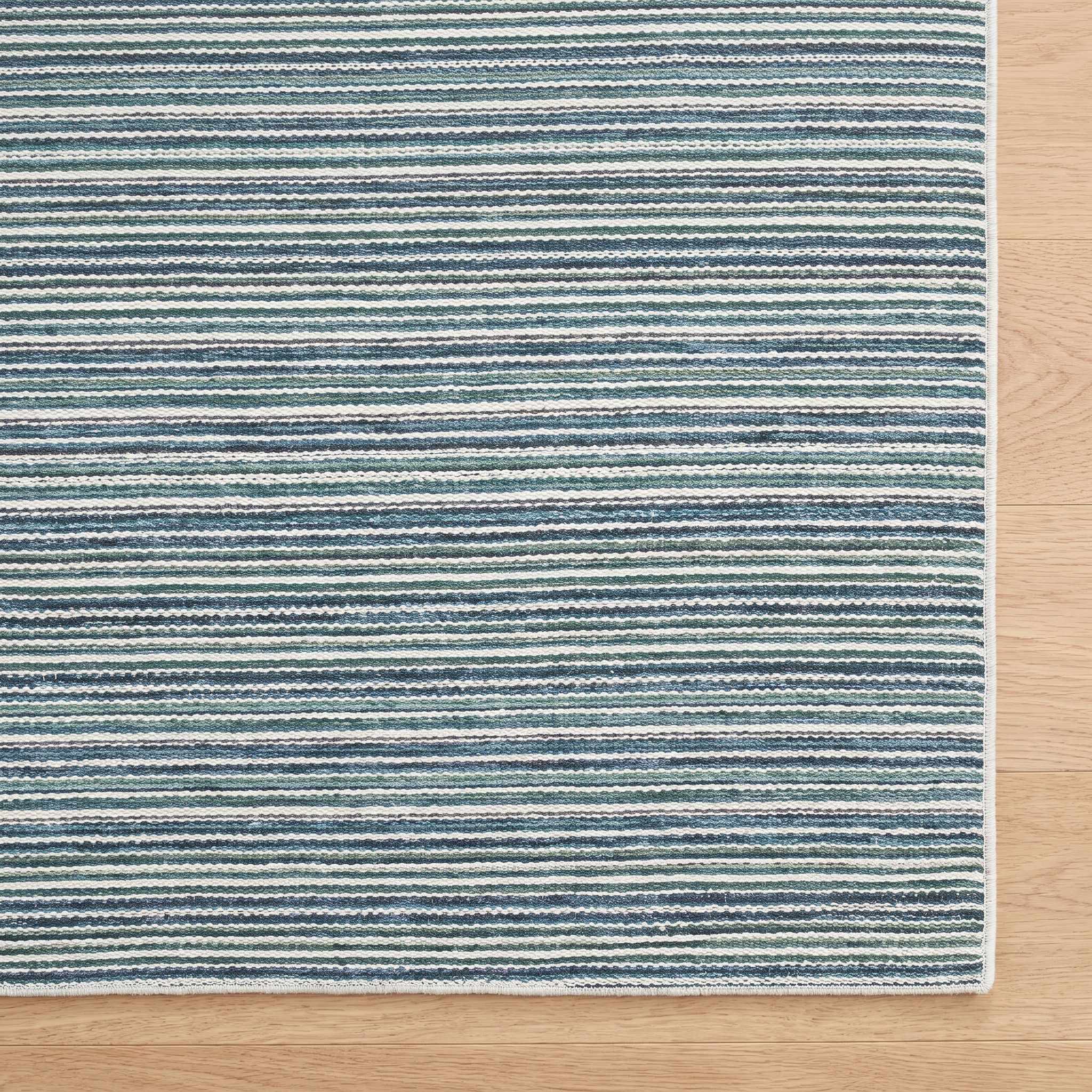 Jachai Blue Straped Washable Area Rug - Image 5