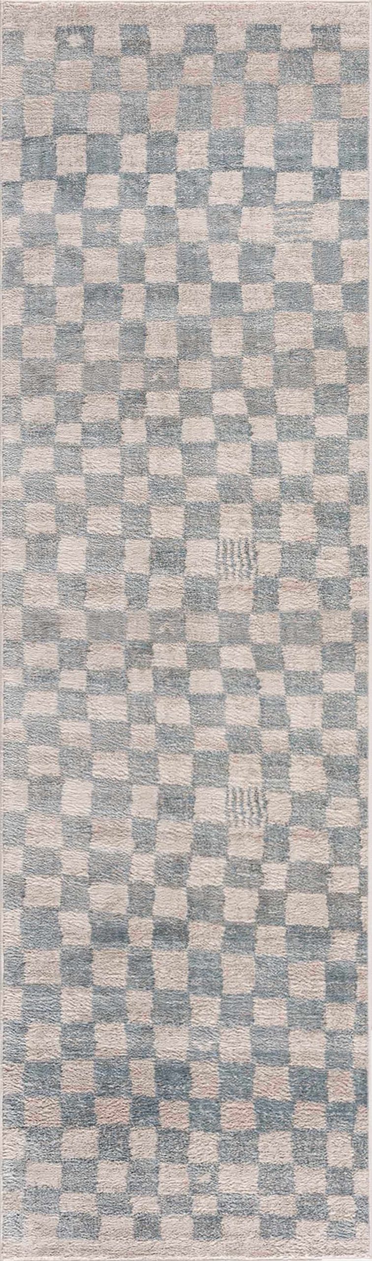 Benjy Cream & Light Blue Checkered Area Rug - Image 17