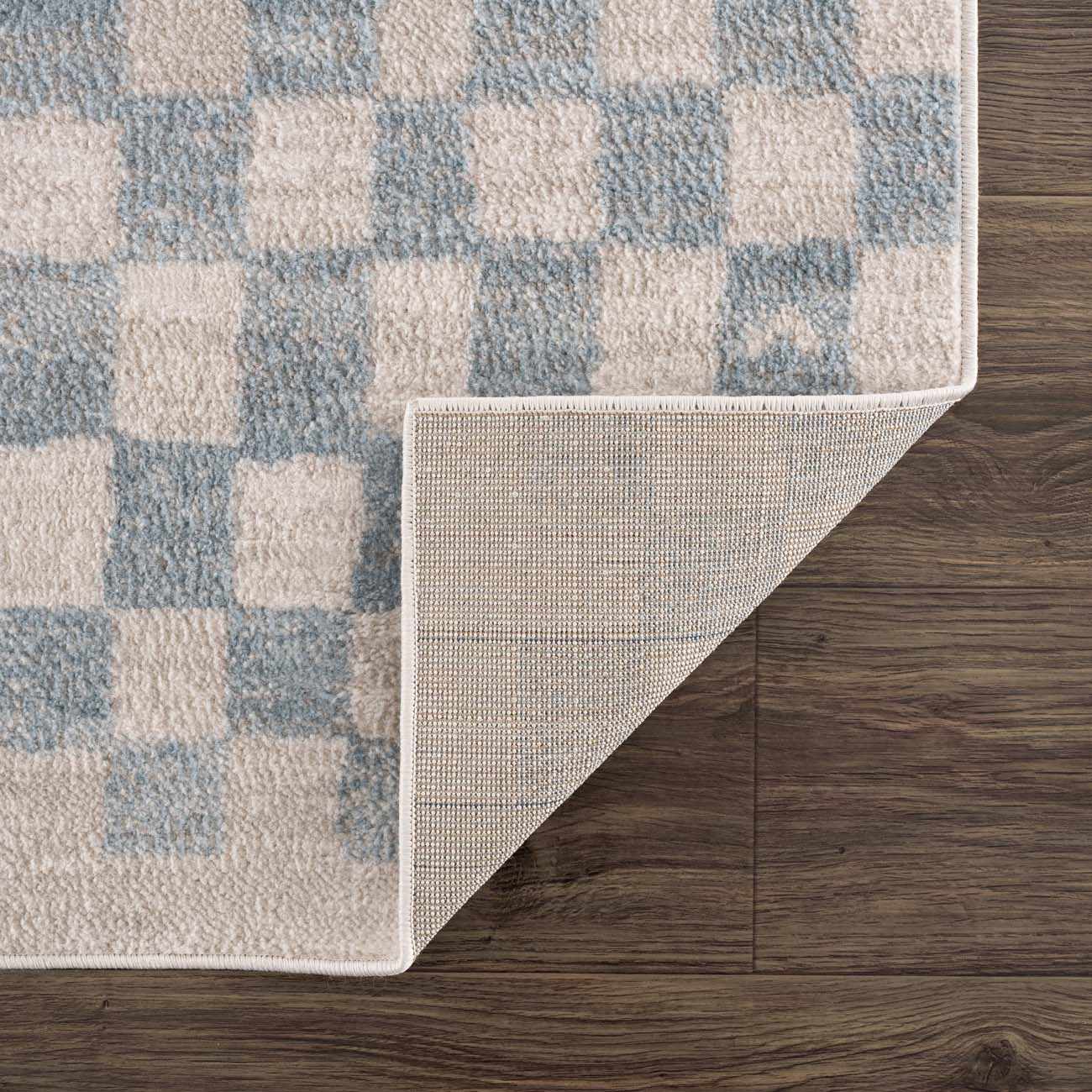 Benjy Cream & Light Blue Checkered Area Rug - Image 8