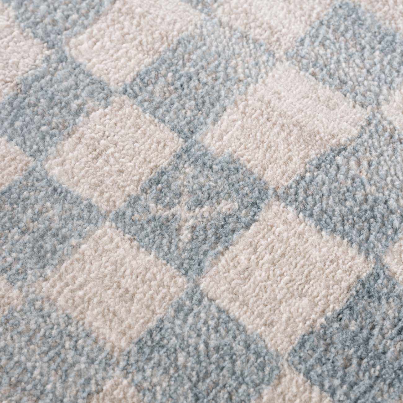 Benjy Cream & Light Blue Checkered Area Rug - Image 5