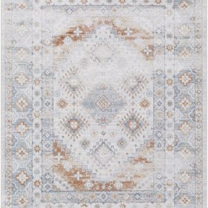 Agaton Blue & Brown Washable Area Rug