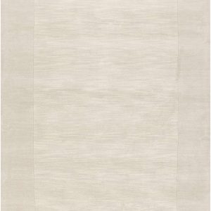Bordered Solid Beige Cream Wool Rug